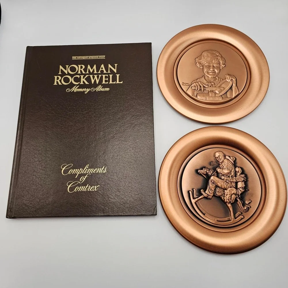 Norman Rockwell Memory Album‎ and Buttergirl Collector Plate Set Copper